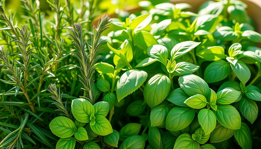 Vibrant array of rosemary and basil with lush green leaves, showcasing the benefits of growing rosemary and basil together.