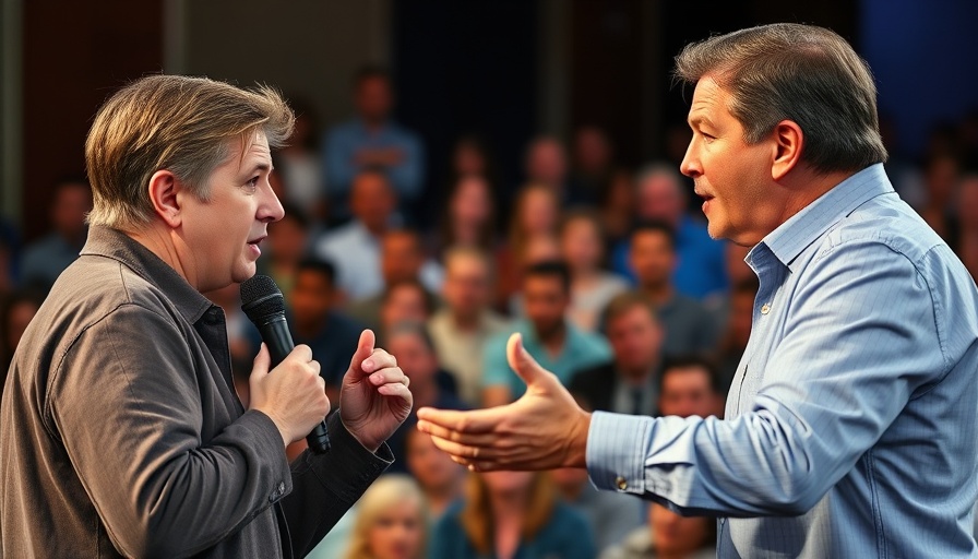 Intense debate on understanding life value with two individuals discussing.