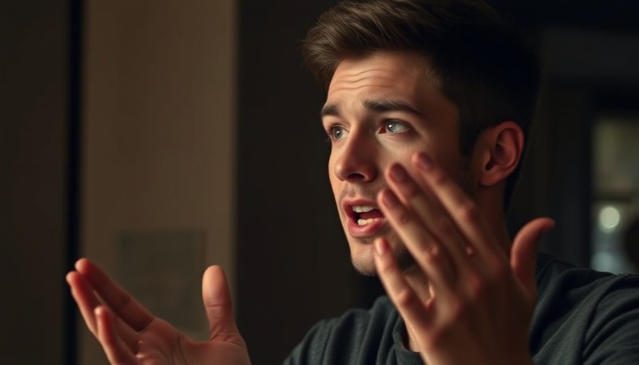 Animated young man in a natural conversation setting.