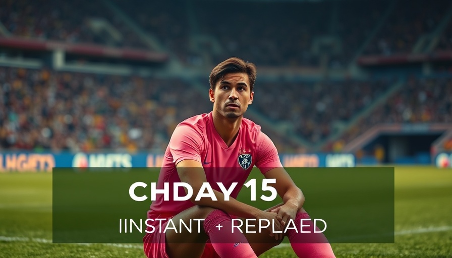 AI sports predictions graphic with soccer player sitting on field.