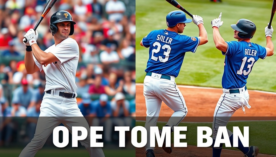 Baseball players celebrating splash hits in MLB, digital collage.