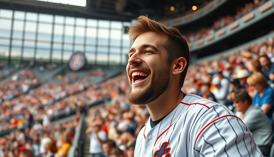 AI sports predictions image: Enthusiastic baseball fan in stadium.