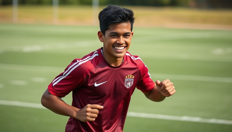 Young football player preparing on the field for AI sports betting.