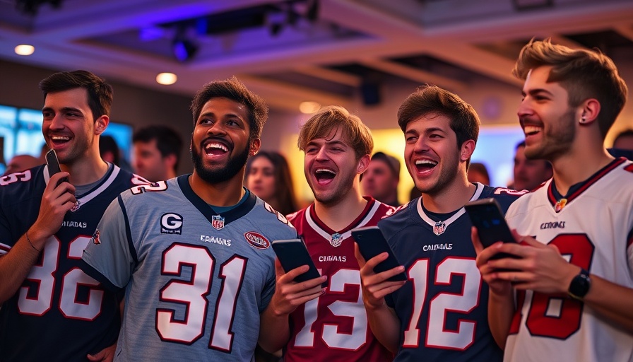 NFL draft day experience with two young men celebrating on phones.
