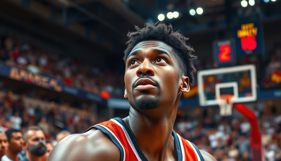 Focused basketball player preparing shot, AI sports betting context.