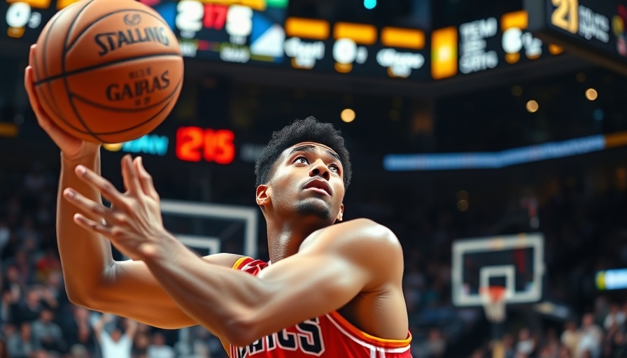 AI sports betting concept with basketball player's performance stats.