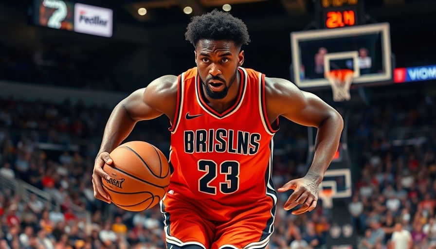 AI sports betting and intense basketball player in action on court.