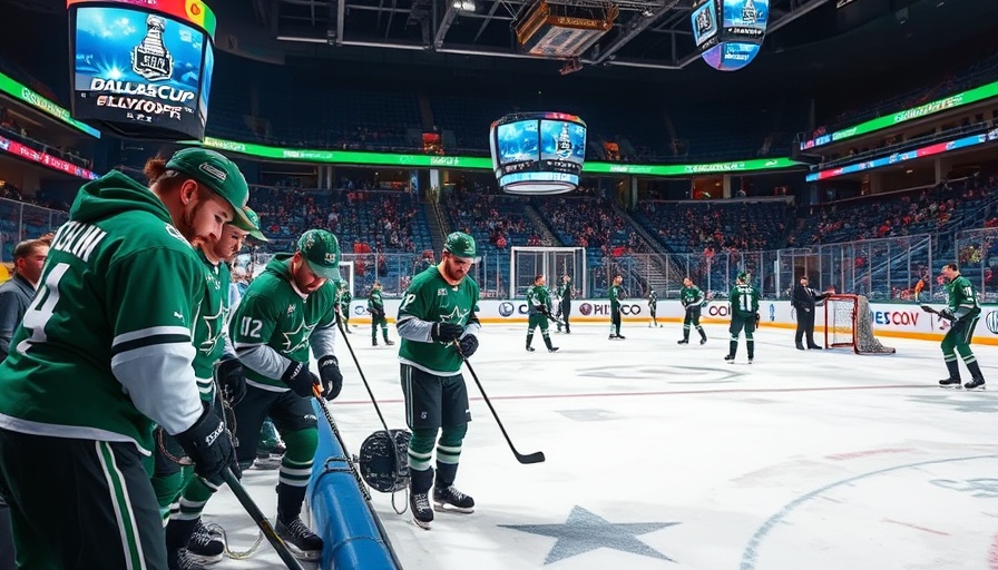 Behind-the-scenes Dallas Stars Ice Crew during playoffs.