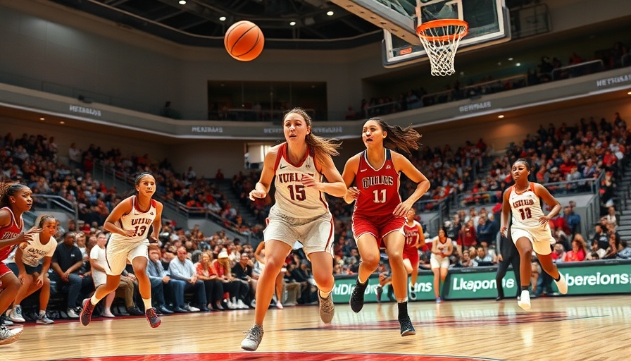Women's basketball game in vibrant action with energetic players, AI sports betting context.