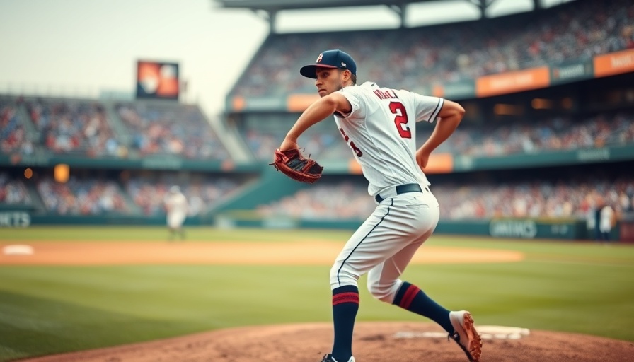 MLB farm systems focus with a baseball player pitching in action.