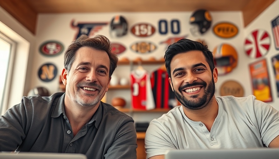 Virtual sports discussion with men online, AI sports betting theme.