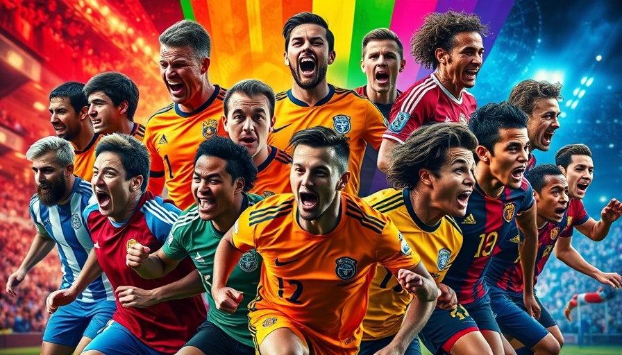 Dynamic collage of soccer players in action.