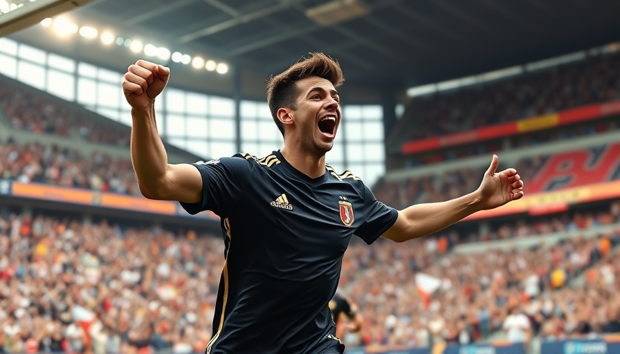 Carlos Vela retirement celebration in black jersey with stadium background.