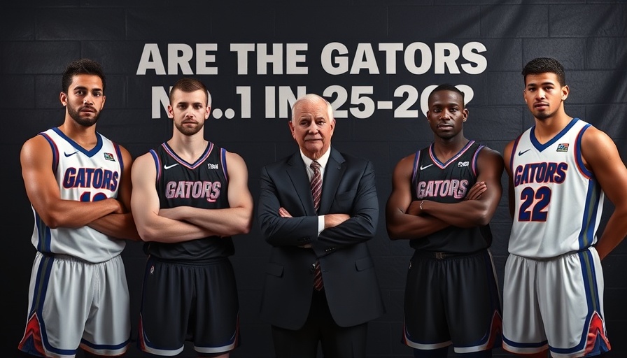 Four basketball players with coach in team jerseys, NCAA discussion.