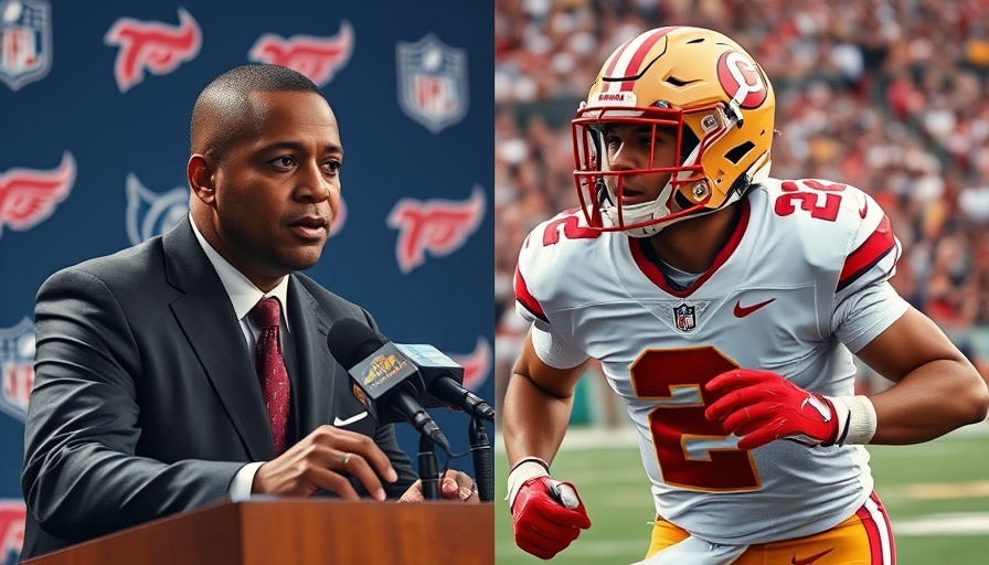 Browns QB competition: Two football players in contrasting scenes, press conference and game action.