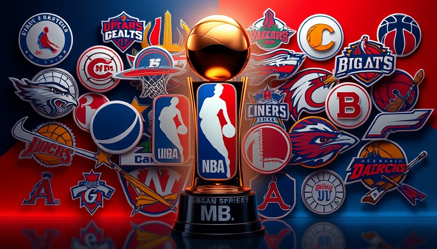 Vibrant NBA team logo collage, AI sports betting concept, cinematic style.