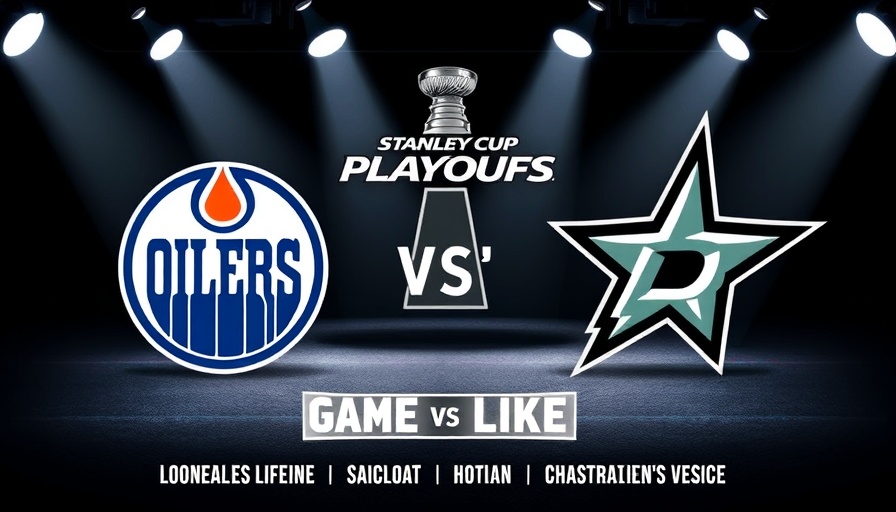 Stanley Cup Playoffs game 5 promo with Oilers and Stars logos.