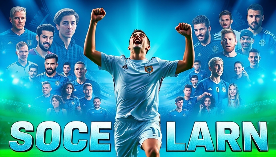 Dynamic soccer scene with modern graphic design, AI sports betting.
