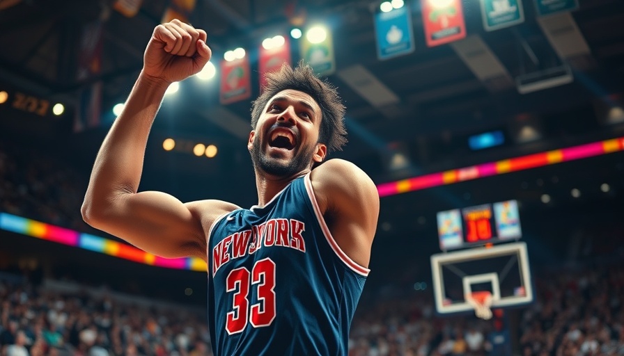 AI sports betting concept with energetic basketball player celebrating