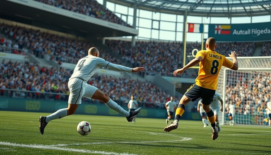 AI sports betting soccer action with dramatic pass and goal.