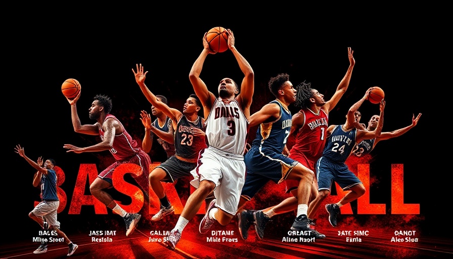 AI sports betting concept with dynamic basketball player collage.
