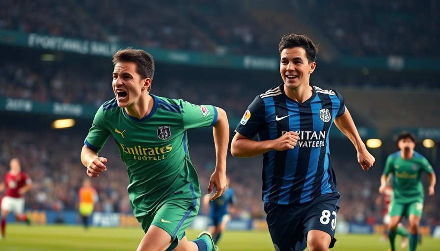 Dynamic soccer match highlights featuring players in action.