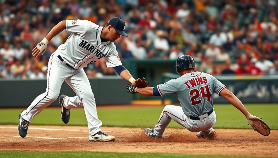 Intense Twins vs Mariners highlights action scene on baseball field.