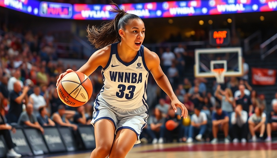 WNBA game action showcasing intense play with players in motion.