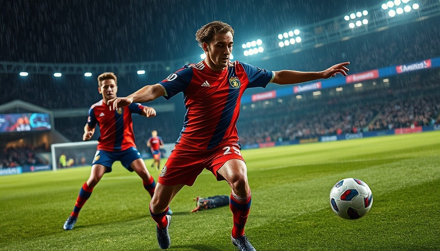 Dynamic soccer match collision scene, ideal for AI sports betting.