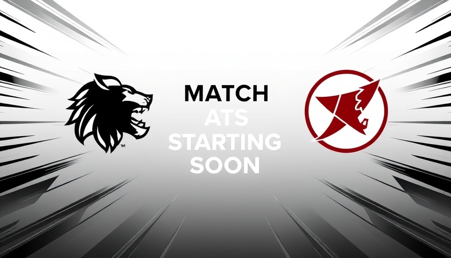 AI sports betting match announcement with team logos and text.
