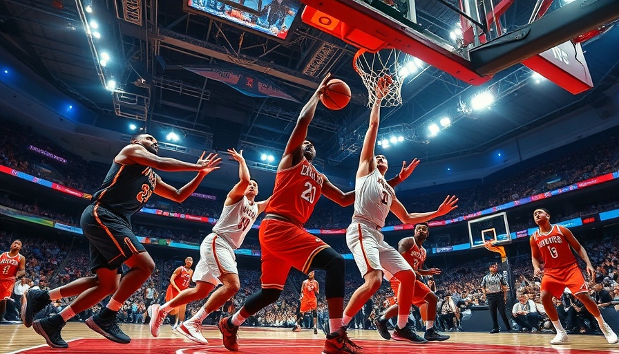 Exciting basketball game highlights showcasing players' action.