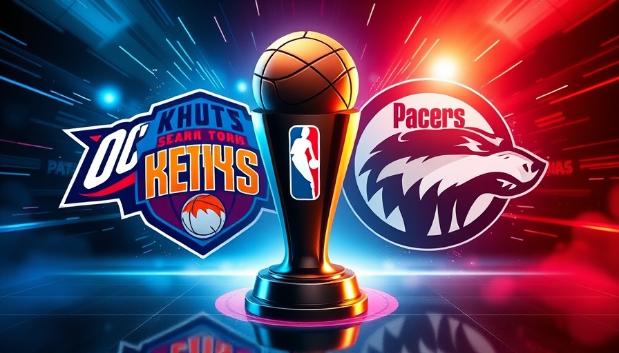 AI sports betting concept with NBA team logos and trophy.
