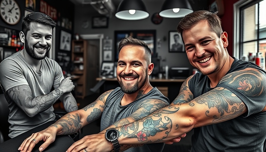 Diego Luna showcasing soccer tattoos in a tattoo studio during an MLS segment.
