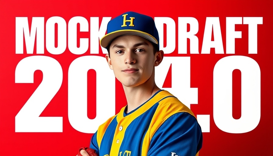 Vibrant mock draft graphic featuring a baseball player in the foreground.