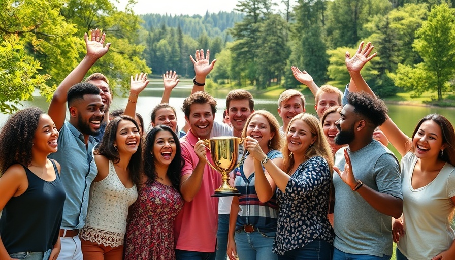 Group celebrating with trophy outdoors - AI sports betting