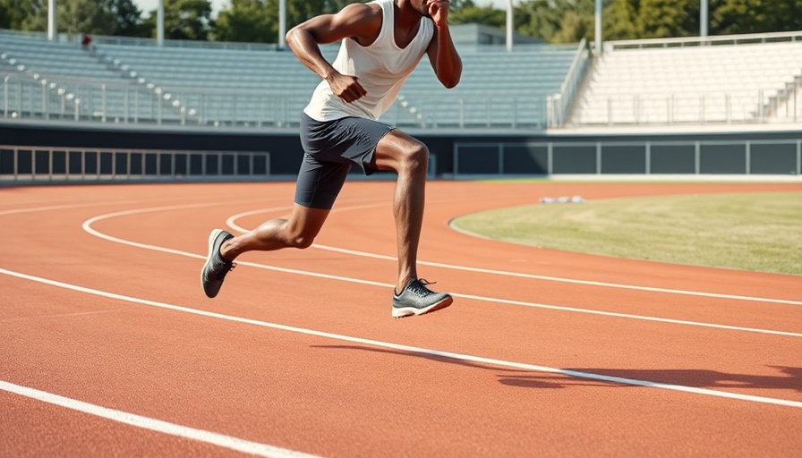 Athlete sprinting on track during race, showcasing speed and athleticism.