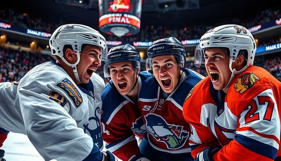 AI sports betting ad featuring intense hockey players in Stanley Cup.