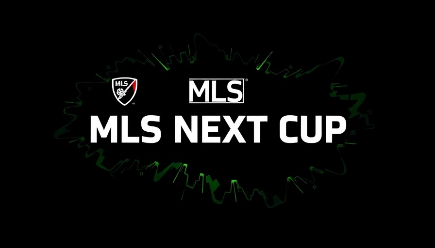 AI sports betting themed MLS NEXT Cup design with bold text.