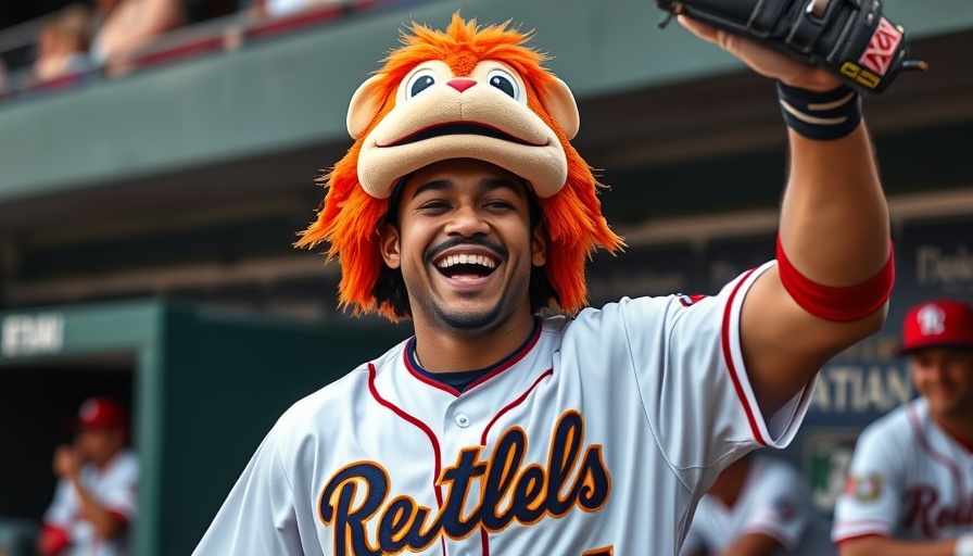 Roman Anthony Home Run celebration with mascot hat in dugout.