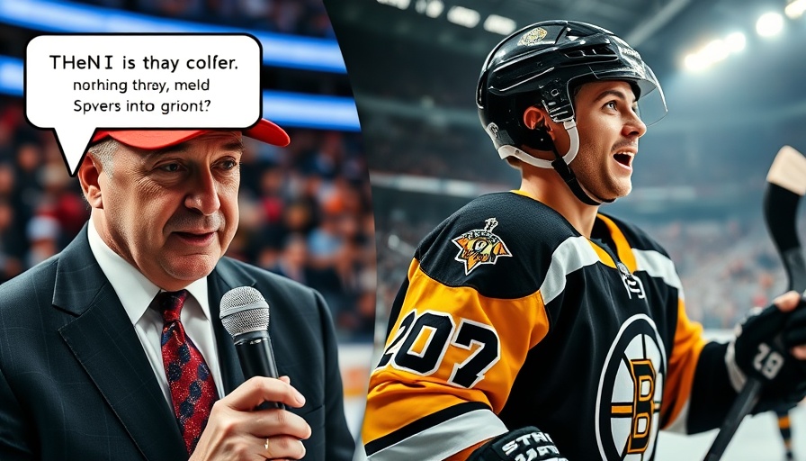 Dynamic collage of sports commentator and hockey player celebrating.