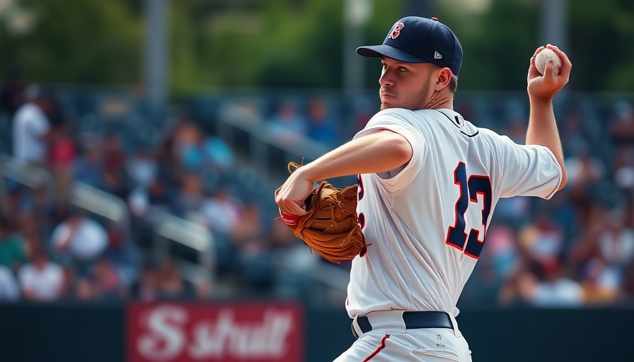 Baseball pitcher delivering a pitch, 96 MPH slider action.