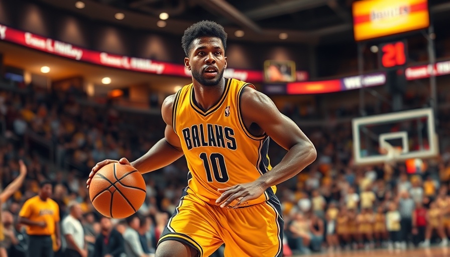 AI sports betting visualization with basketball player in action.