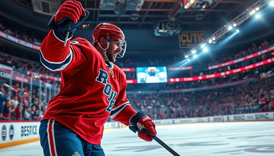 AI sports betting and hockey player celebrating goal in playoffs.