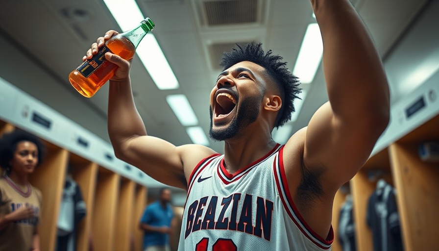 Basketball player celebrating with champagne in a locker room.