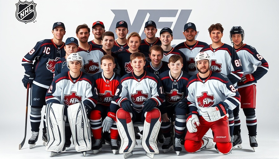 NHL Draft Class 2025 prospects group photo, confident young players.