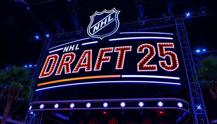 NHL Draft 25 sign in a neon-lit event stage, AI sports betting context.