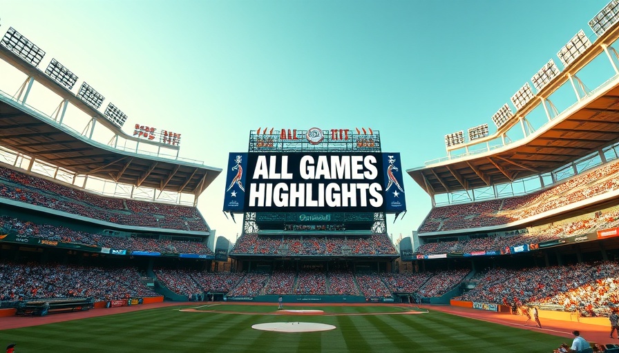 MLB Predictions and Highlights displayed on a stadium scoreboard in a vibrant baseball park.
