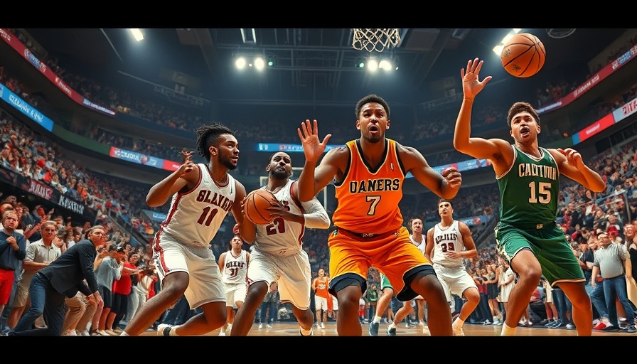 AI sports betting concept with basketball game highlights.