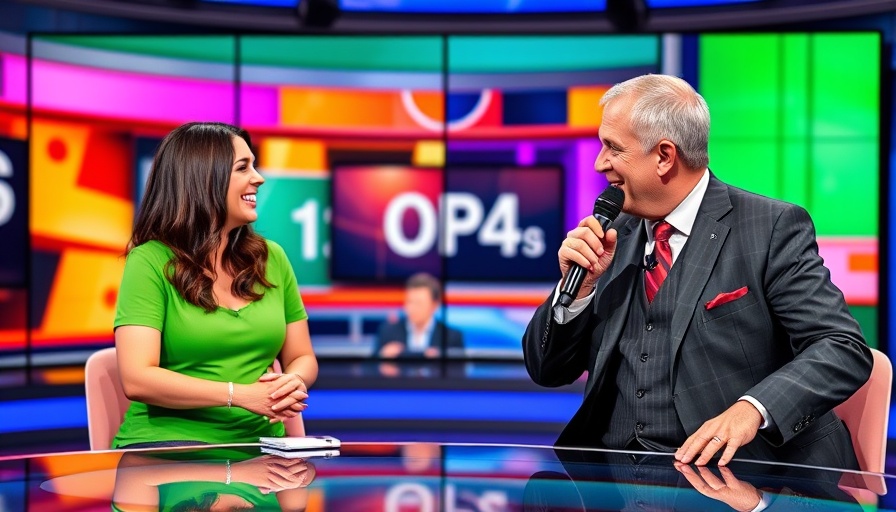 AI sports betting discussion on TV with dynamic split-screen interview.