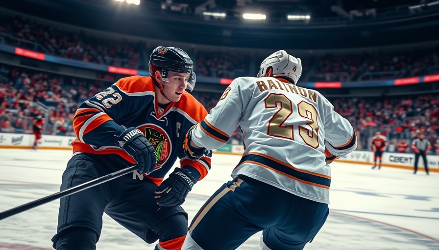 AI sports betting in hockey action with vibrant colors and motion.